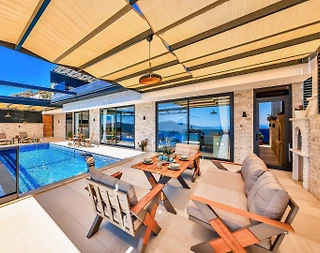 Kaş Bezirgan'da Muhteşem Deniz Manzaralı, Özel Havuzlu, 1+1 Villa - 2